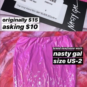 nasty gal Hot pink vinyl skirt